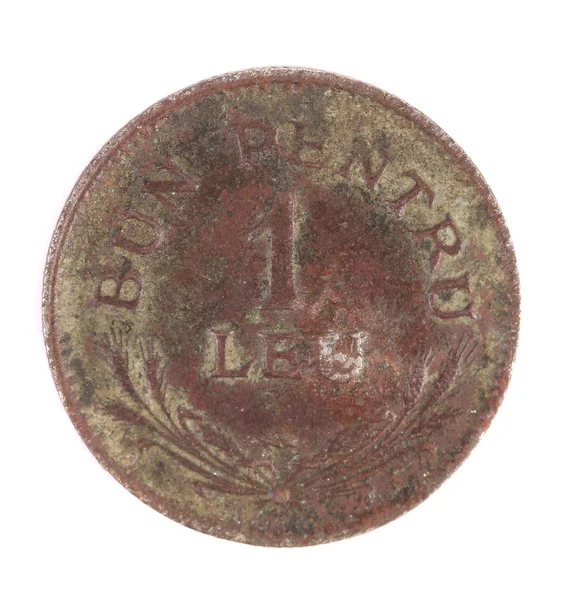 Бронзовые монеты в 1 лей — стоковое фото
