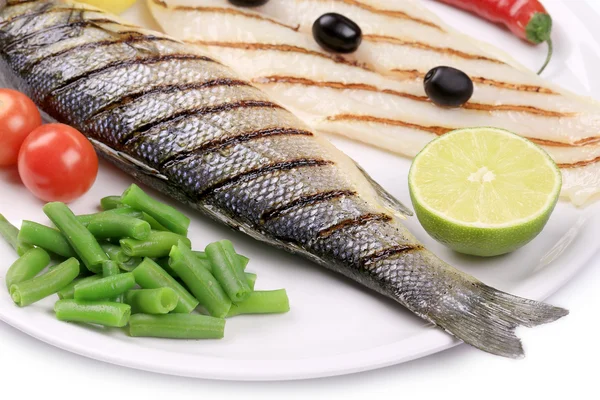 Seabass with pangasius fillet — Stock Photo, Image