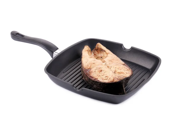 Grilled carp steak on pan — Stock Photo, Image