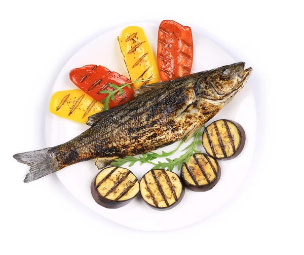 Grilled seabass with vegetables — Stock Photo, Image