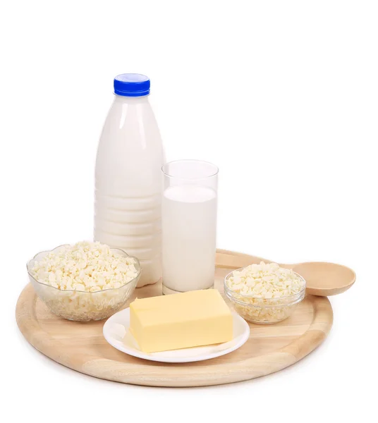 Huisje kaas en melk — Stockfoto