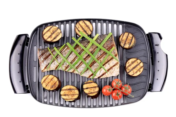 Roston sült Pontyfilé, grill, tojásgyümölcs — Stock Fotó