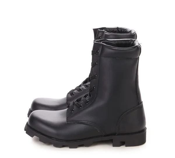 Pair of leather black boots — Stock Photo, Image