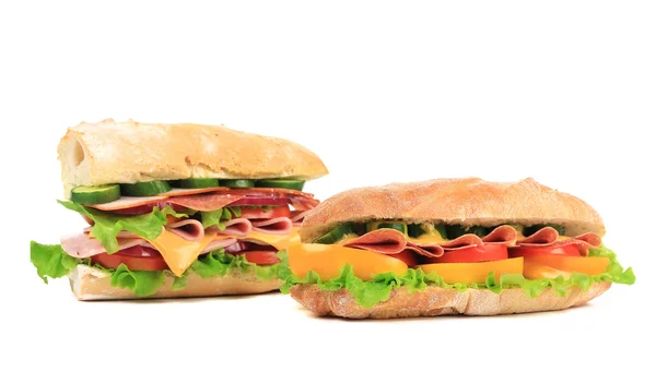 Two appetizing sandwiches with cheese — Stock Photo, Image