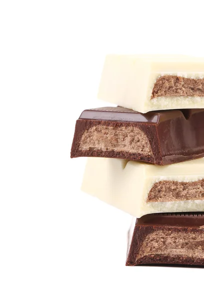 Barra de chocolate blanco y negro — Foto de Stock