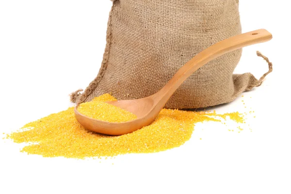 Cornmeal in bag — Stock Photo, Image