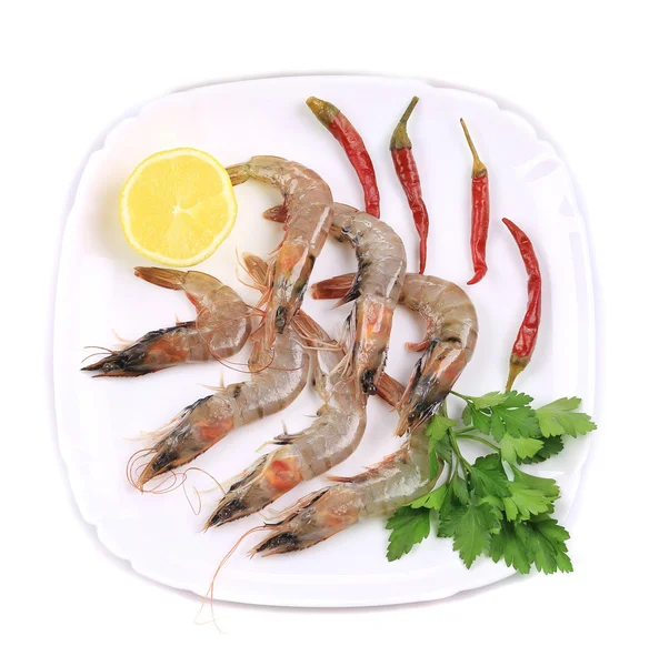 Fresh shrimps with pepper — Stock Photo, Image