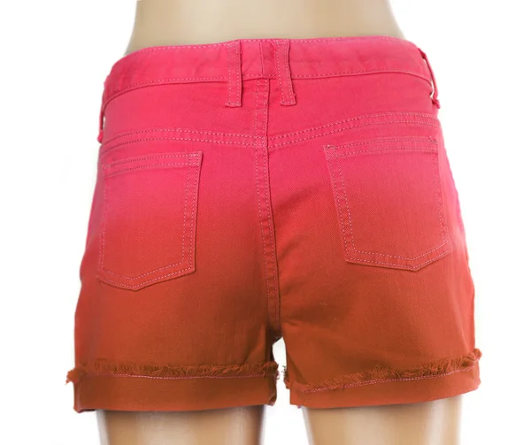 Röd kvinnor jeansshorts — Stockfoto