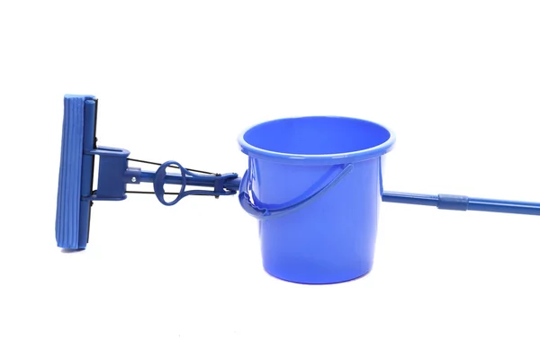 Blue bucket with sponge mop — Stock Photo, Image