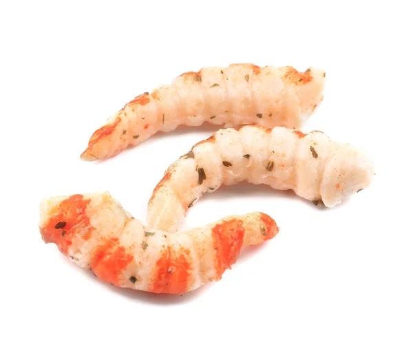 Three cooked unshelled tiger shrimps — Stock Photo, Image