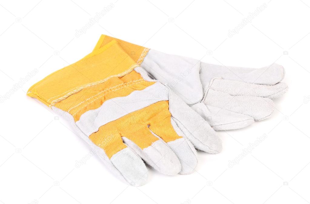 Construction gloves yellow white