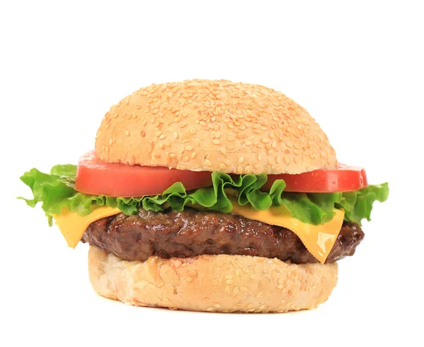Hamburgera z serem i ketchupem. — Zdjęcie stockowe