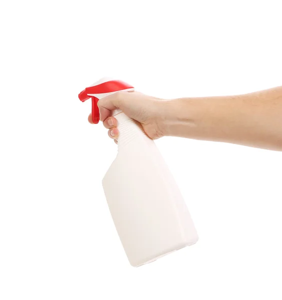 Hand holding spray bottle — Stock Photo, Image