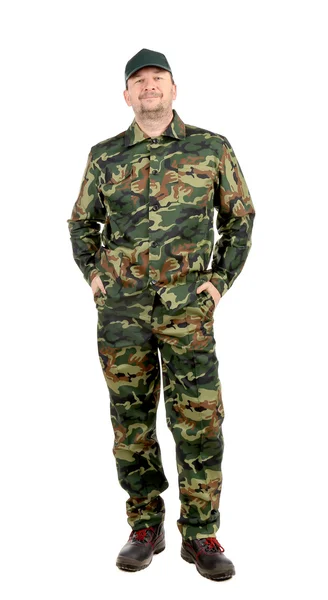 Zelené uniformě ochranky — Stock fotografie