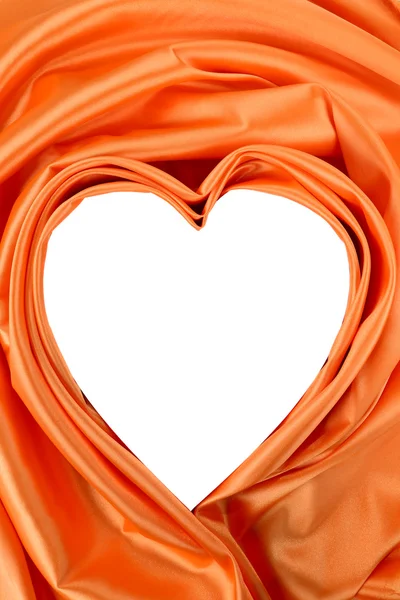 Bílé srdce oranžové hedvábí — Stock fotografie