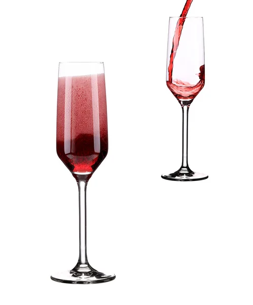 Deux verres avec vin mousseux rouge — Photo