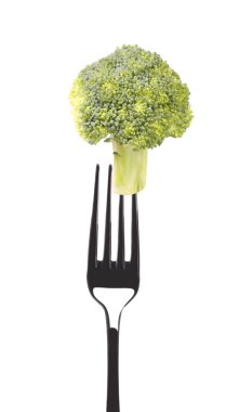 çatal üzerinde taze brokoli
