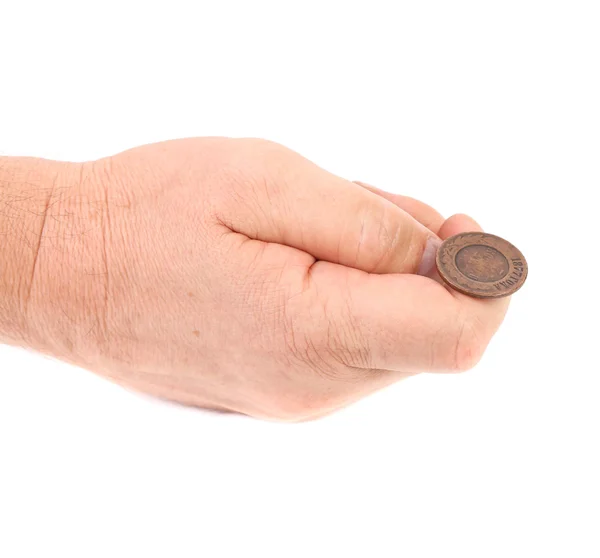 One coin in hand — Stock Photo, Image