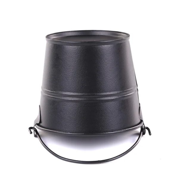 Černý kovový kbelík — Stock fotografie