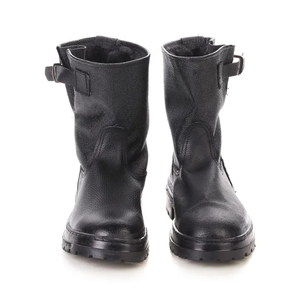 Černé kožené boty. — Stock fotografie