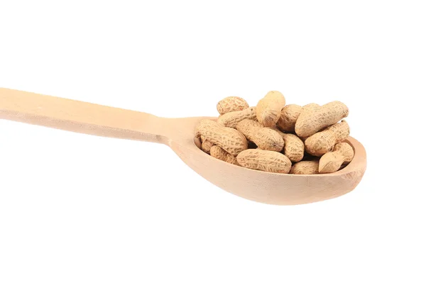 Cucchiaio di legno con arachidi — Foto Stock