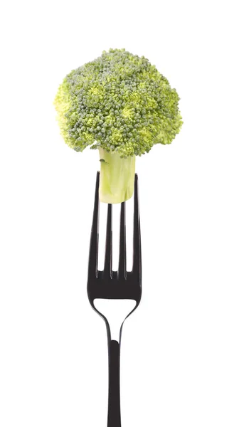 Broccoli freschi su una forchetta . — Foto Stock