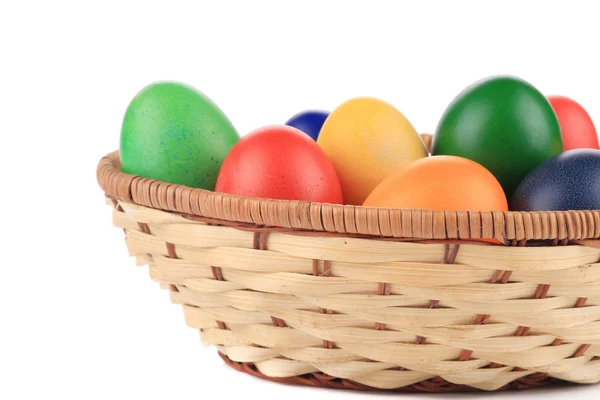 Easter eggs and basket. — Stock Photo, Image