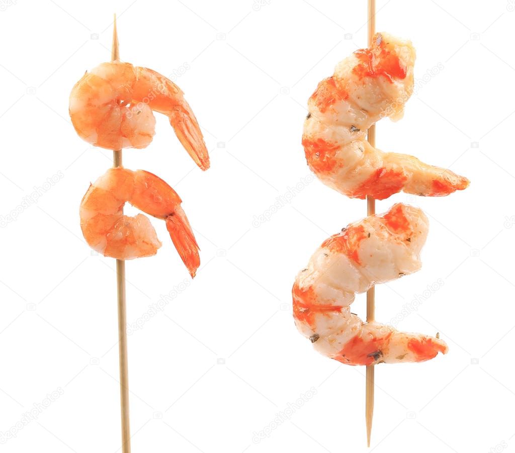 Grilled shrimps on a stick.