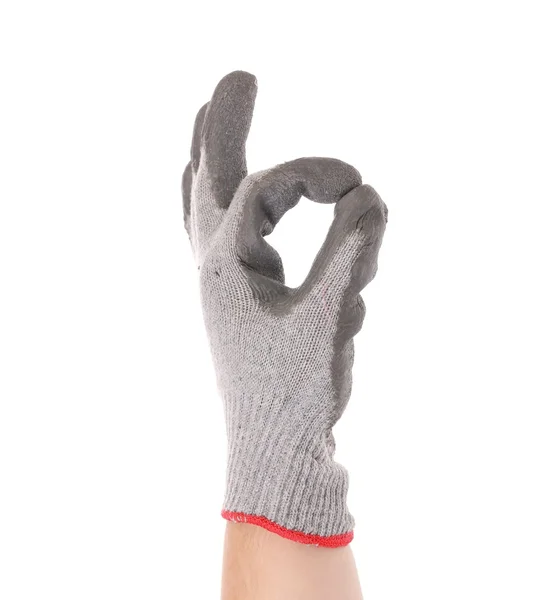 Rubber protective glove shows sign ok. — Stock Photo, Image