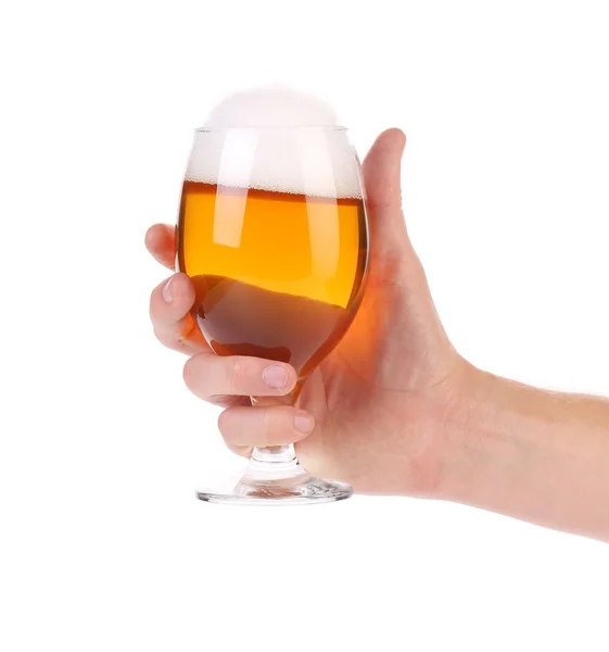 Hand holds glass of beer. — Stock Photo, Image