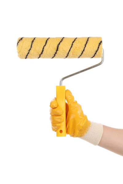 Hand with paintbrush roller — Stock Photo, Image