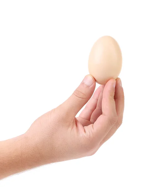 Ägg i en mans hand. — Stockfoto