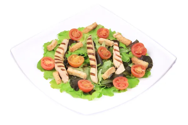 Plate with vegetables for caesar salad. — Stock Photo, Image