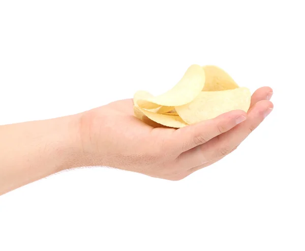 Hand holds potato chips. — Stock Photo, Image
