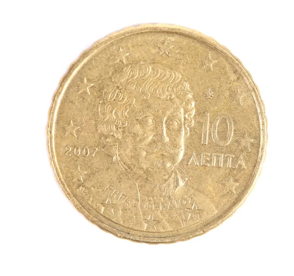 Greek 10 lepta coin. — Stock Photo, Image