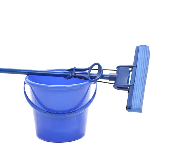 Blue bucket with sponge mop — Stock Photo, Image