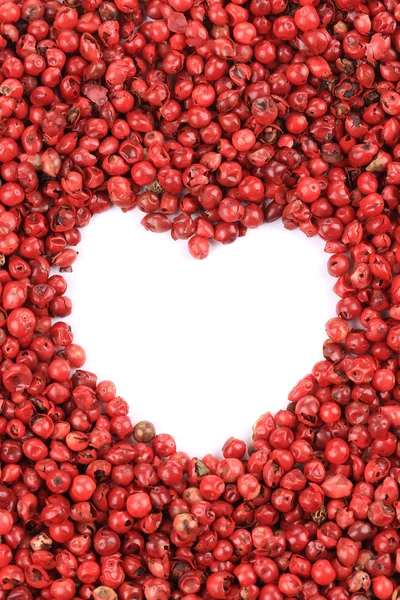 White heart in red pepper — Stock Photo, Image