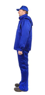 Worker in blue uniform. clipart