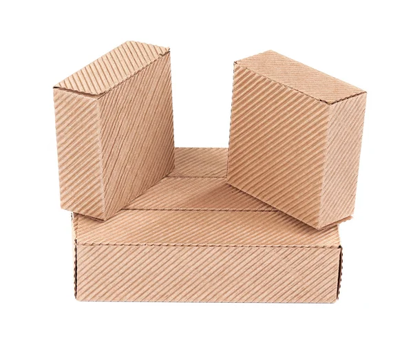 Three corrugated cardboard boxes. — Stock Photo, Image