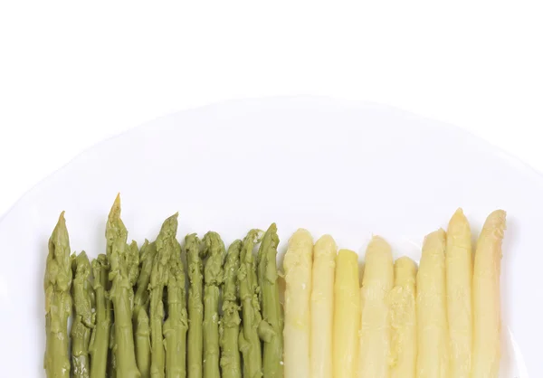 Ends of white and green asparagus. — Stock Photo, Image