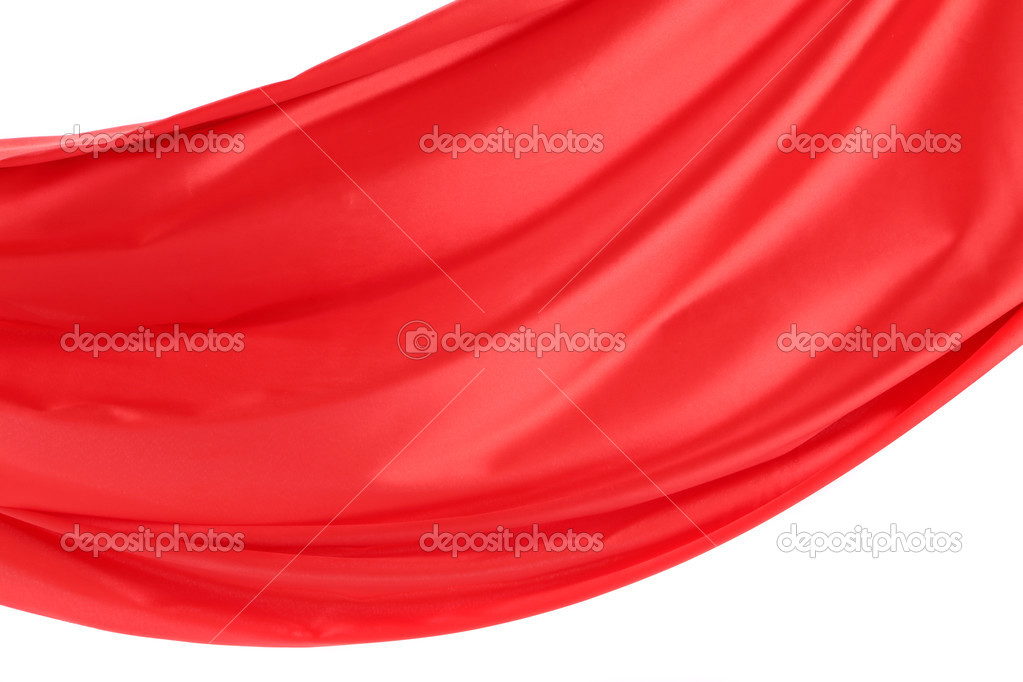 Red satin on a white background.