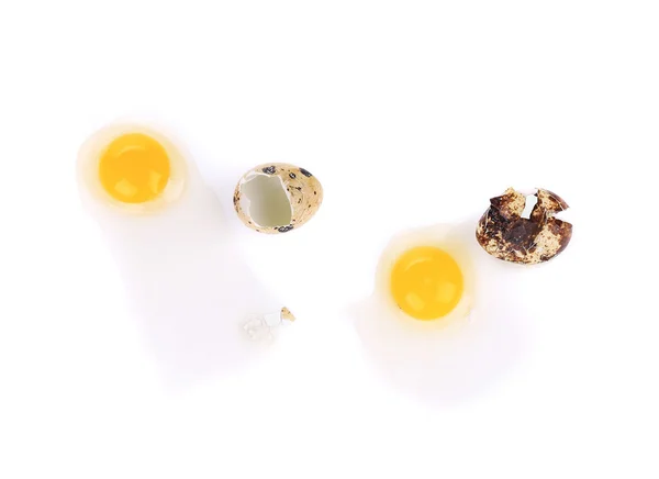 Syrové rozbité křepelčí vejce — Stock fotografie