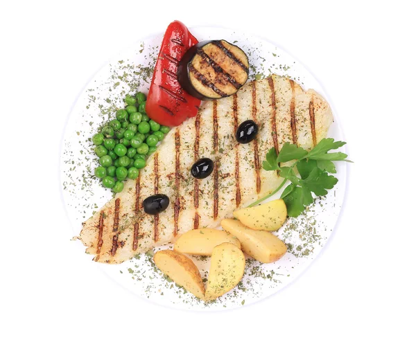 Pangasius fillet with vegetables. — Stock Photo, Image