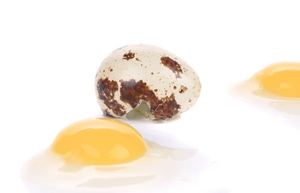 Huevos de codorniz rotos crudos . — Foto de Stock