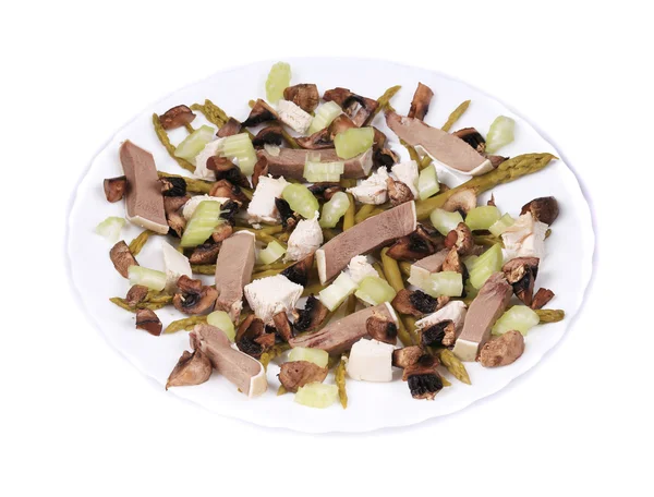 Vlees salade met asperges en selderij. — Stockfoto