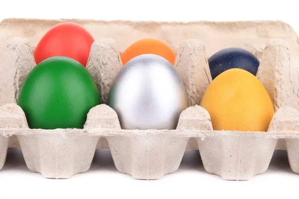 Easter eggs in a box. — Stock Photo, Image