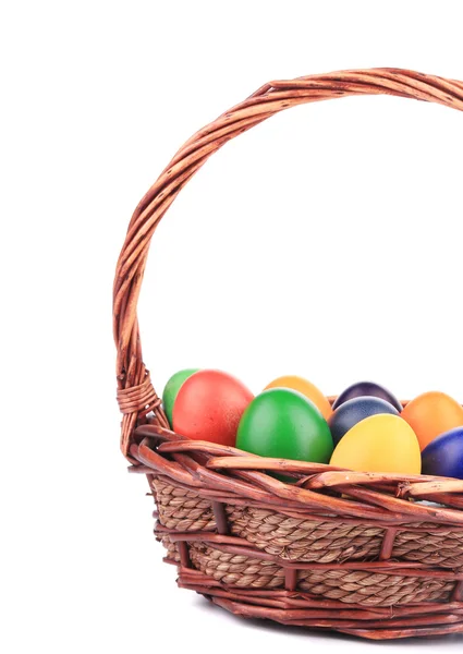 Easter eggs in a basket. — Stock Photo, Image