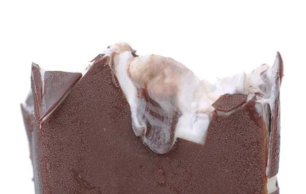 Bitten chocolate vanilla ice cream — Stock Photo, Image