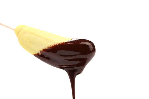 Marshmallow in chocolate syrup — Stock Photo, Image