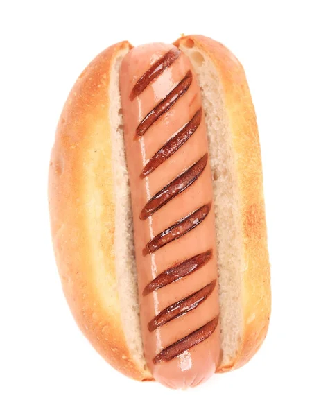 Hotdog im einfachen Brötchen — Stockfoto